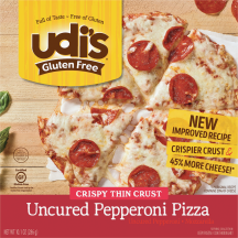 crispy thin crust pizza product image.